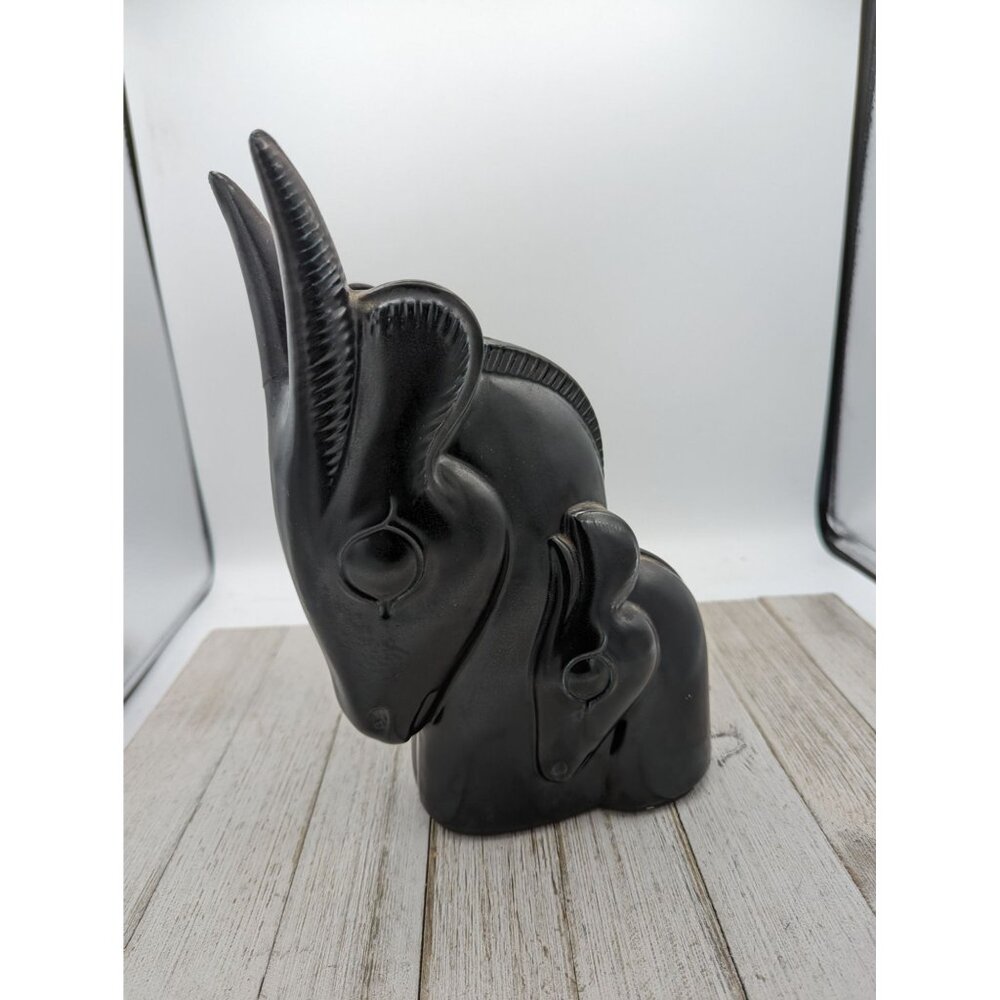 Vintage Shawnee Pottery Antelope Black Planter Vase Mother Baby #840 Damaged